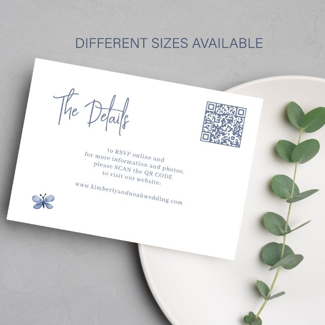 Tarjeta De Recepción Duste azul QR CODE boda RSVP en línea (Subido por el creador)