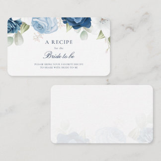 Tarjeta De Recepción Duste Blue Floral Bridal Shower Receta Especial