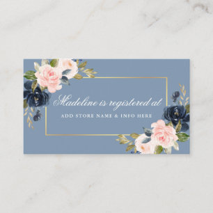 Tarjeta De Recepción Duste Blue Floral Bridal Shower Registry Insertar