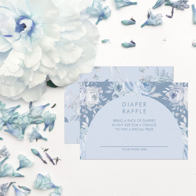 Tarjeta De Recepción Duste Blue Floral Diaper Raffle (Subido por el creador)