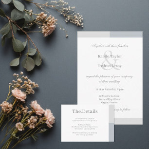 Tarjeta De Recepción Duste Blue Gray White Stripes Boda