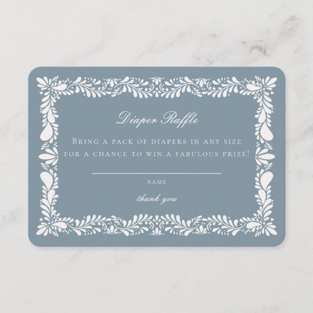 Tarjeta De Recepción Duste Blue Talavera Tile Diaper Raffle Insertar (Anverso)