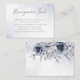 Tarjeta De Recepción Duste Blue Watercolor Floral Honeymoon Fund