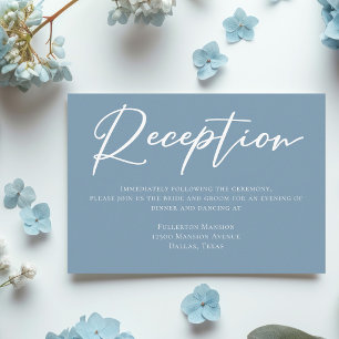 Tarjeta De Recepción Duste Blue White Typography Wedding Reception