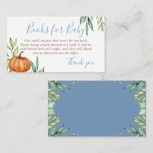 Tarjeta De Recepción Duste calabaza azul Baby Shower Books para el bebé