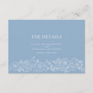 Tarjeta De Recepción Duste mariscas de flores azules detalles bodas