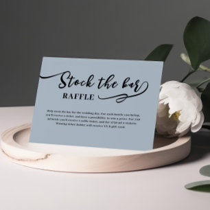 Tarjeta De Recepción Duste material de escritura azul en el bar Bridal 