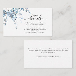 Tarjeta De Recepción Duste Primavera Azul Wisteria Boda Floral Detalles