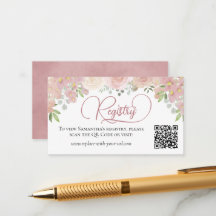 Duste Rosa Floral Bridal Shower Registry QR Code