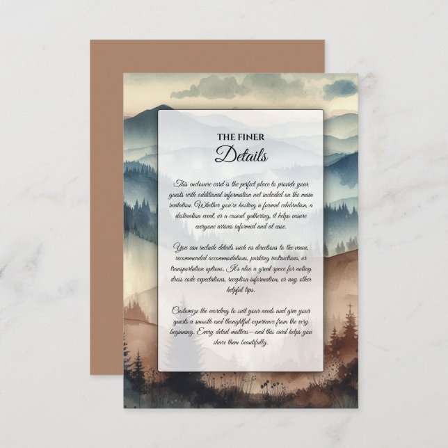 Tarjeta De Recepción Dusty Blue and Mocha Brown Mountains (Anverso / Reverso)