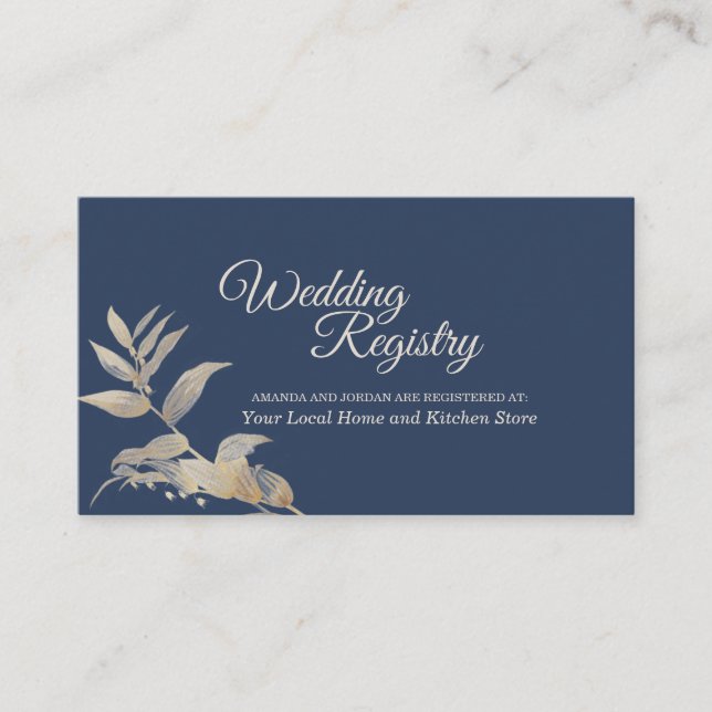 Tarjeta De Recepción Dusty Blue Autumn Boho Registry Enclosure Card (Anverso)