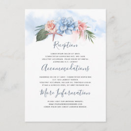 Tarjeta De Recepción Dusty Blue Beach Wedding Information Guest