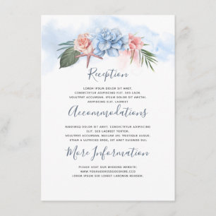 Tarjeta De Recepción Dusty Blue Beach Wedding Information Guest