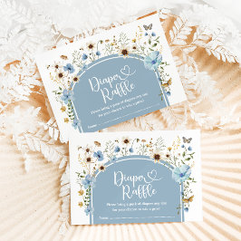 Tarjeta De Recepción Dusty Blue Boho Wildflower Meadow Diaper Raffle