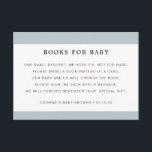 Tarjeta De Recepción Dusty Blue Book Request Boy Baby Shower<br><div class="desc">Incluya estas potentes tarjetas de alojamiento con la invitación a la ducha de bebé para solicitar libros en lugar de una tarjeta. El diseño presenta una parte superior e inferior con unas polvorientas rayas azules enmarcando el mensaje. Diseñado para coincidir con nuestra colección de duchas para bebés de las nubes...</div>