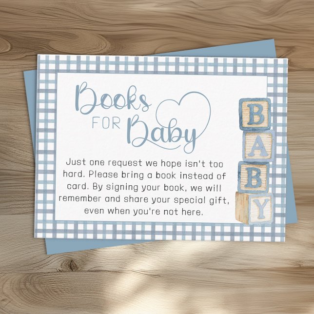 Tarjeta De Recepción Dusty Blue Books for Baby Card Baby Shower Insert (Books for Baby Card Insert)