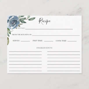 Tarjeta De Recepción Dusty Blue Botancipe Recipe Card