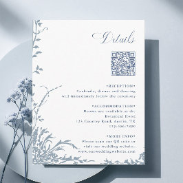 Tarjeta De Recepción Dusty Blue Botanical Wedding QR Code Details