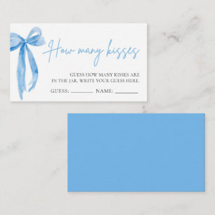 Tarjeta De Recepción Dusty Blue Bow adivina cuántos besos de juego