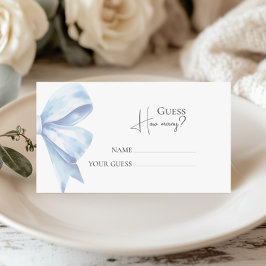 Tarjeta De Recepción Dusty Blue Bow adivina cuántos niños de Baby Showe