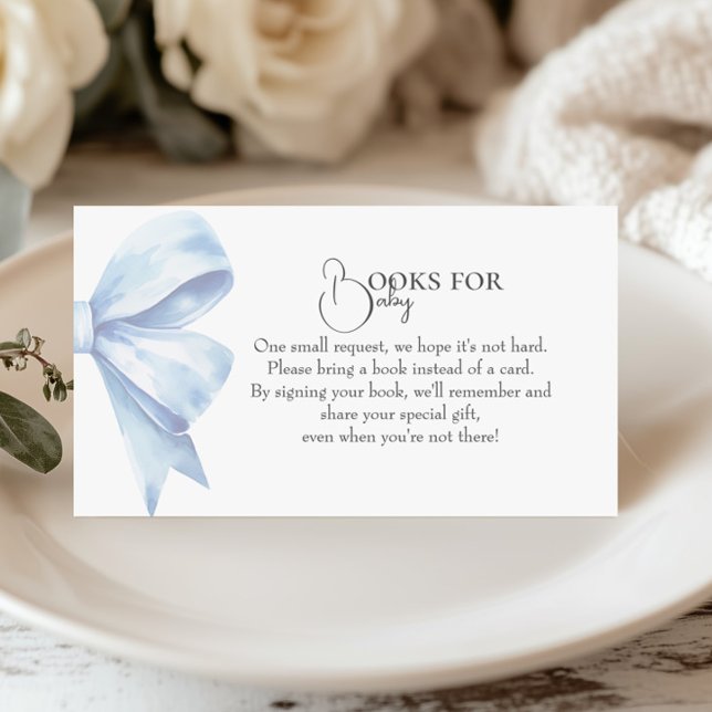 Tarjeta De Recepción Dusty Blue Bow Book para bebé Baby Shower Boy (Subido por el creador)
