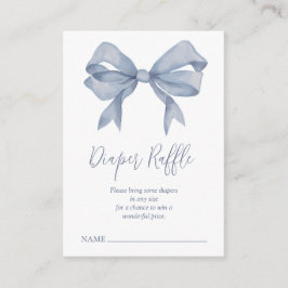 Tarjeta De Recepción Dusty Blue Bow Boy Baby Shower Diaper Raffle
