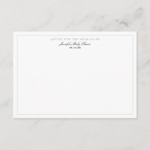 Tarjeta De Recepción Dusty Blue Boy Baby Shower Advise Card