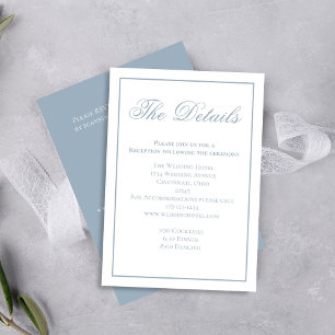 Tarjeta De Recepción Dusty Blue Calligraphy Details RSVP
