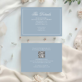 Tarjeta De Recepción Dusty Blue Calligraphy Elegantes Detalles RSVP