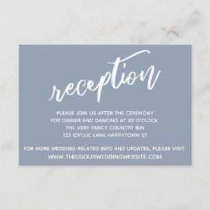 Tarjeta De Recepción Dusty Blue Casual HandWriting Wedding