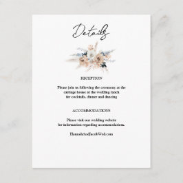 Tarjeta De Recepción Dusty Blue Champagne Floral Boho Boda