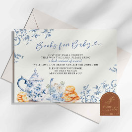 Tarjeta De Recepción Dusty Blue Chinoiserie Baby Shower Libros Para Beb