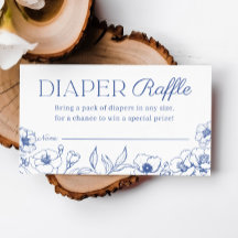 Dusty Blue Chinoiserie Diaper Raffle Ticket