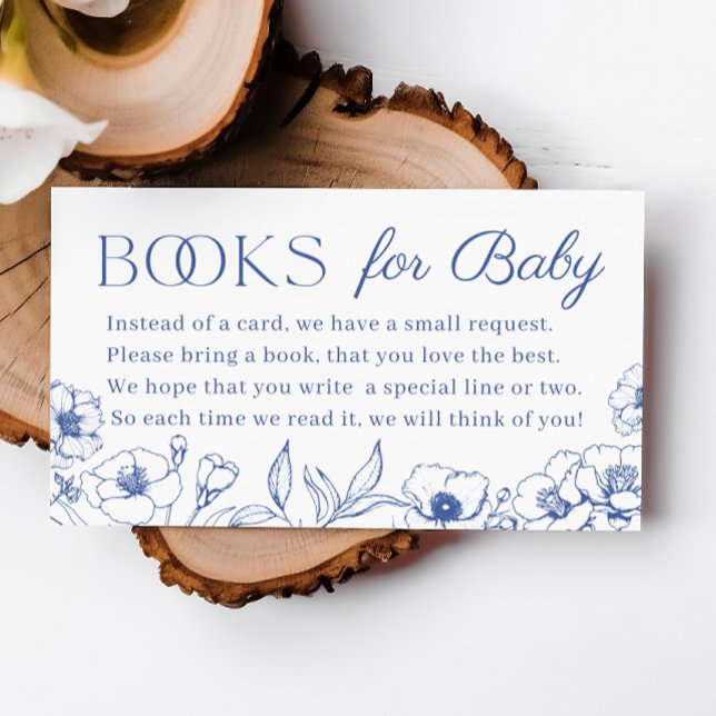 Tarjeta De Recepción Dusty Blue Chinoiserie Libros para bebés (Dusty Blue Chinoiserie Books for Baby Enclosure Card)