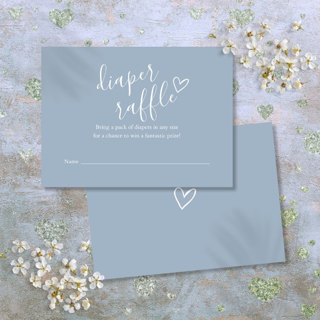 Tarjeta De Recepción Dusty Blue Diaper Raffle Baby Shower (Dusty Blue Diaper Raffle Baby Shower Enclosure Card)