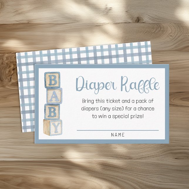 Tarjeta De Recepción Dusty Blue Diaper Raffle Card | Baby Shower Insert (Diaper Raffle Card Insert)
