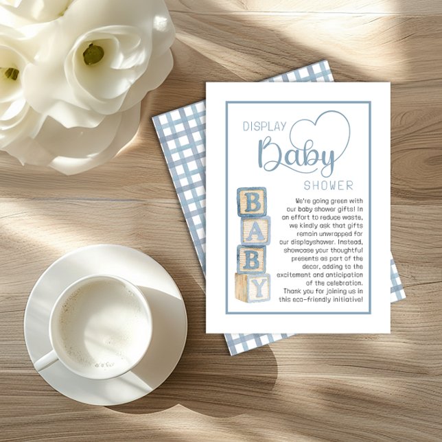 Tarjeta De Recepción Dusty Blue Display Shower Card | Unwrapped Gifts (Display Baby Shower Card)