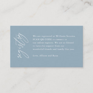 Tarjeta De Recepción Dusty Blue Elegant Boda de código QR Regalo de reg