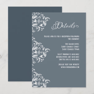 Tarjeta De Recepción Dusty Blue Elegant Calligraphy Boda Details