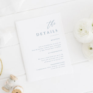 Tarjeta De Recepción Dusty Blue Elegant Calligraphy Boda Details