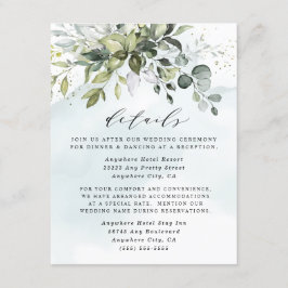Tarjeta De Recepción Dusty Blue Eucalyptus Greenery Suculento Boda