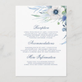 Tarjeta De Recepción Dusty Blue Flora Boda Detalles del invitado