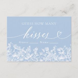 Tarjeta De Recepción Dusty Blue Floral adivina cuántos besos de juego