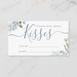 Tarjeta De Recepción Dusty blue floral adivina cuántos besos juegan