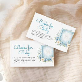 Tarjeta De Recepción Dusty Blue Floral Baby Shower Books Request