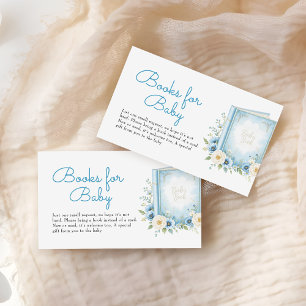 Tarjeta De Recepción Dusty Blue Floral Baby Shower Books Request