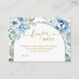 Tarjeta De Recepción Dusty Blue Floral Baby Shower Diaper Raffle