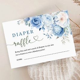 Tarjeta De Recepción Dusty Blue Floral Baby Shower Diaper Raffle