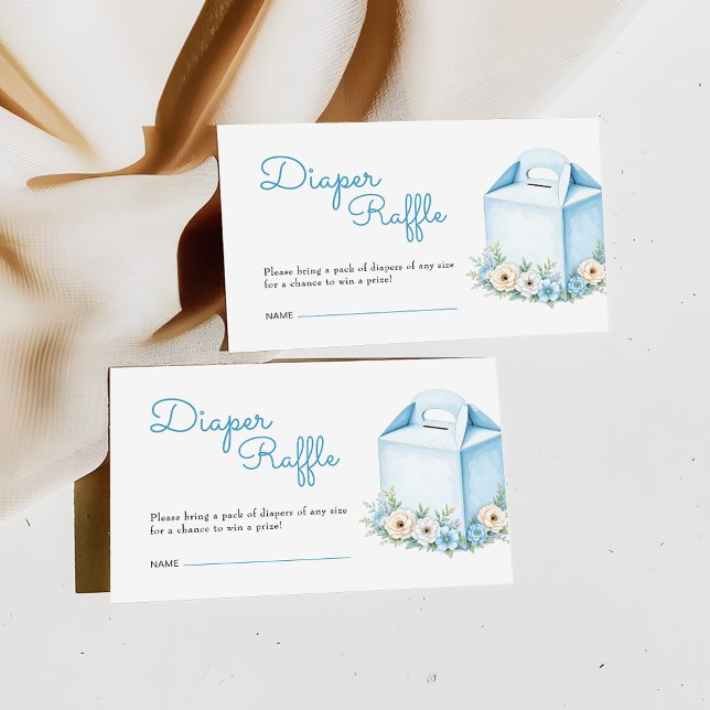 Tarjeta De Recepción Dusty Blue Floral Baby Shower Diaper Raffle Ticket (Subido por el creador)