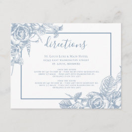 Tarjeta De Recepción Dusty Blue Floral Boda Direcciones